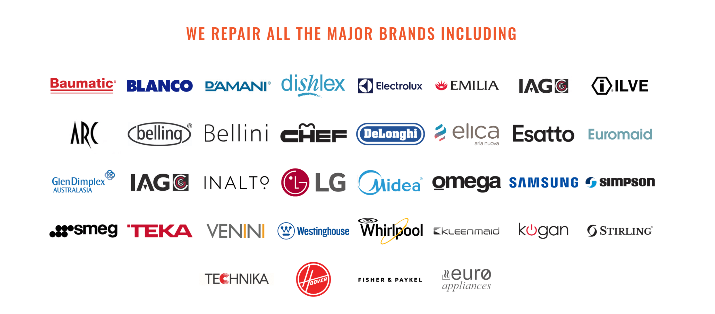 We Repair All Major Brands - Get A Quote